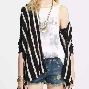 Free People Striped Circle Cardigan Sweater